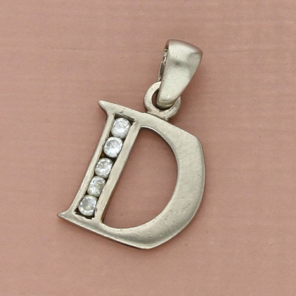 Sterling Jewelry - sterling silver channel-set cz letter d initial pendant